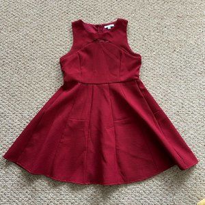 Red/Burgundy A-line dress with lace detailing